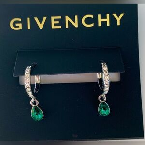 NWT authentic Givenchy Silver and Green Statement Earrings.